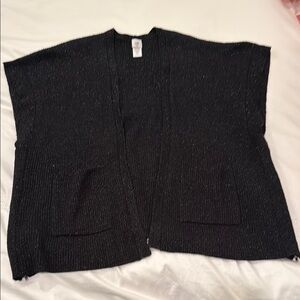 Cabi Black Luxury Poncho Sweater with sparkles.